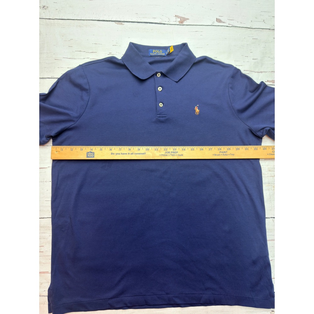 Polo Ralph Lauren Mens Classic Fit Navy Blue Cotton Interlock Polo Shirt Large - Picture 5 of 7